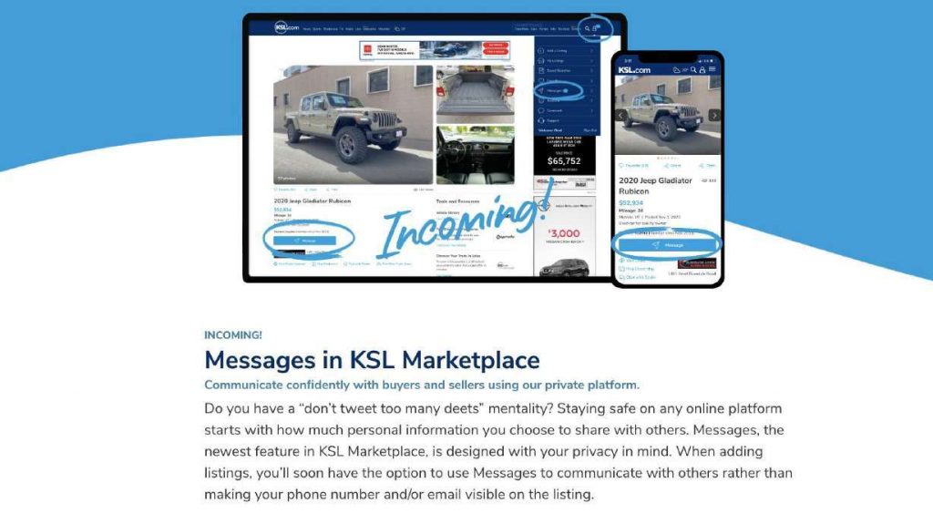 KSL Marketplace rolls out new Messages feature to prevent online
